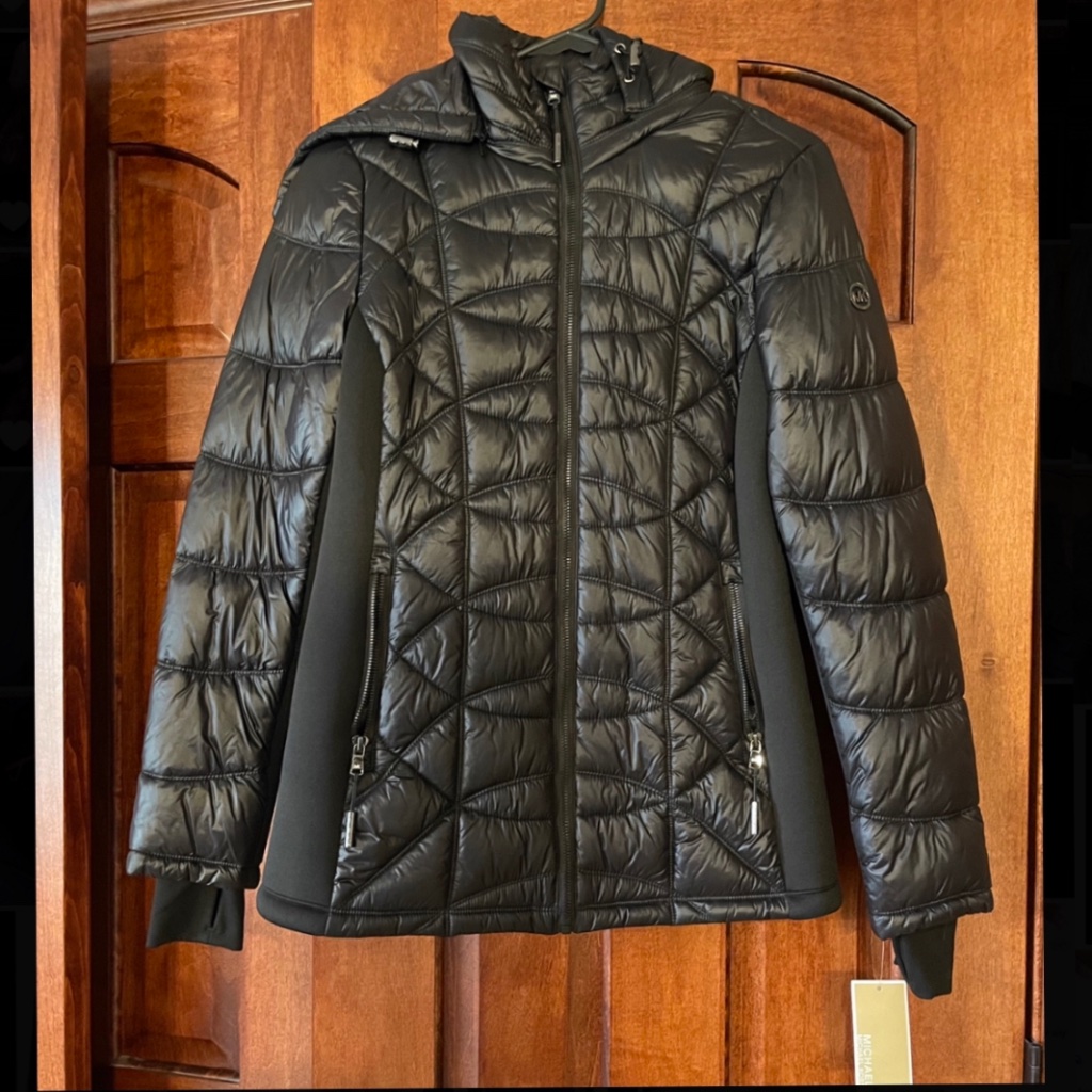 Michael Michael Kors Black Coat With Detachable Hood